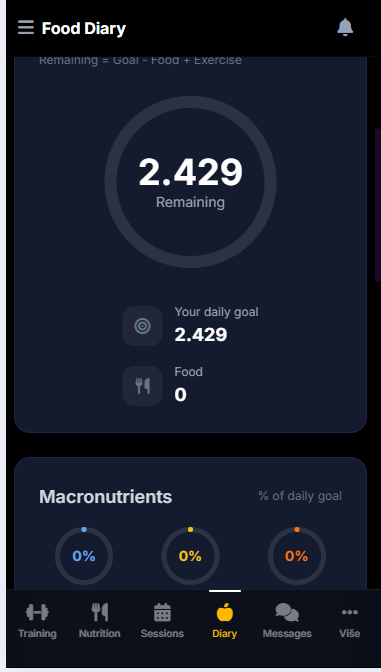 Nutrition on mobile
