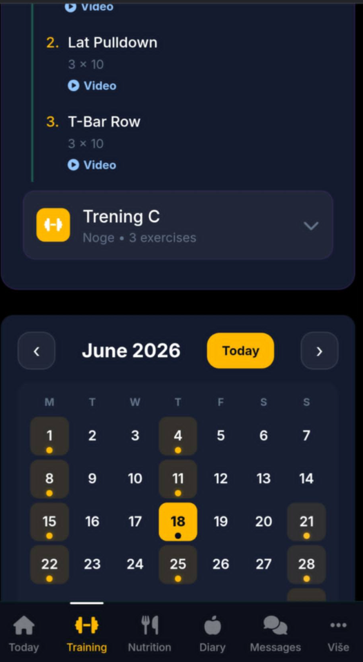 Training calendar
