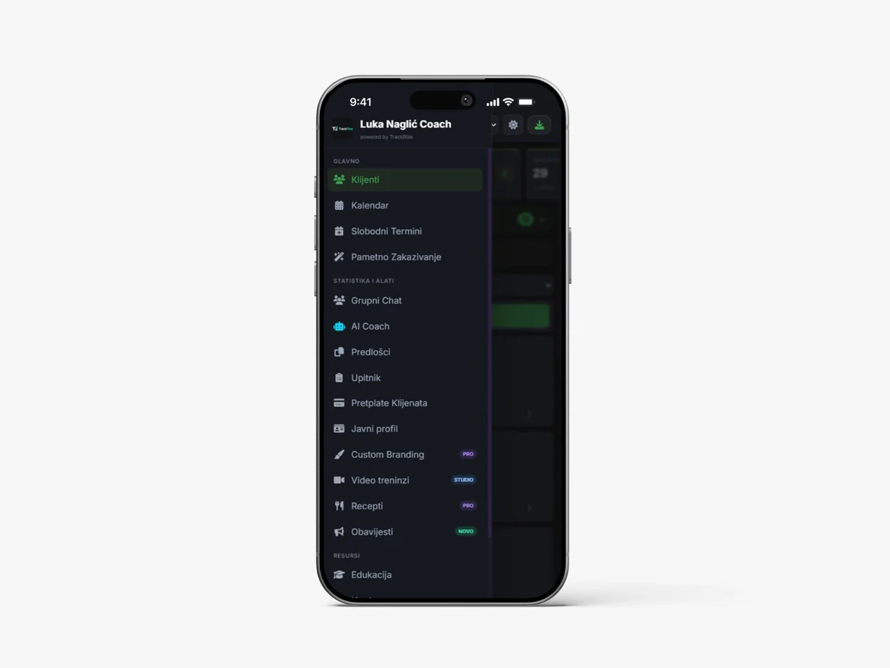 TrackRise na mobitelu: klijenti, planovi, termini i poruke